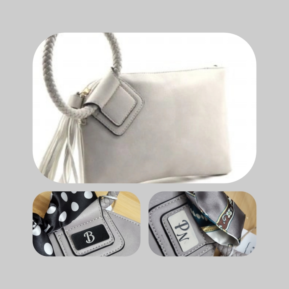 NEW Vegan Clutch Fashion Handbag- Grey